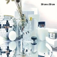 Milas Toptan Kare Silver Cam Mozaik Fayans Çıkartmaları El Işi Kare Cam Fayans Kendinden Yapışkanlı Aynalı Dekor Panel 30X30 cm