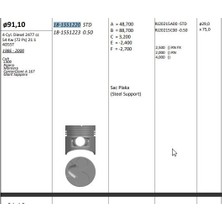 King Pıston 91.00 mm (Std) Hyundaı H100 Mıtsubıshı L300 1994-1996