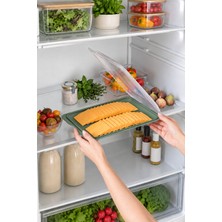 Gıda Saklama Kabı &şeffaf Kapaklı Sığ Şarküteri Saklama Kabı, Buzdolabı Kahvaltılık Peynir Salam Kabı, 35 x 250 x 170 mm (Bpa Free)
