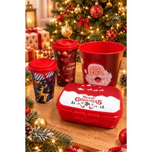 Yılbaşı Temalı 4’lü Popcorn ve Bardak Seti Patlamış Mısır, Cips ve Atıştırmalık Kasesi & 1 Adet Mısır Kovası +1 Adet Bardak 650 ml +1 Adet Bardak 400 Ml+1 Adet Beslenme Kabı 1000 ml