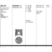 King Pıston 91.00 mm (0.50) Hyundaı H100 Mıtsubıshı L300 1994-1996 4D55T