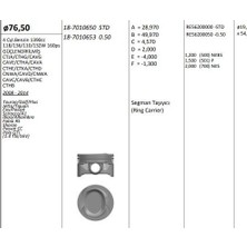 King Pıston 76.50 mm (Std) Volkswagen Golf V Touran Tıguan 1.4 Tsı 16V 08- Ctj Cth Cav Ctk Cnw