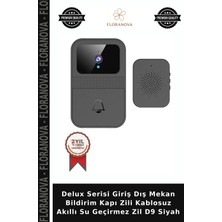Floranova Delux Serisi Giriş Dış Mekan Bildirim Kapı Zili Kablosuz Akıllı Su Geçirmez Zil D9 Siyah
