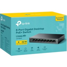 Milas Toptan Tp-Lınk LS108GP 8 Port Gıgabıt + RJ45 62W 250 Metre Poe Mesafe Metal Kasa