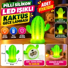 Efnaz Style Pilli Silikon LED Işıklı Sevimli Kaktüs Gece Lambası Aydınlatması (Adet Fiyatıdır)