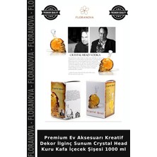 Floranova Premium Ev Aksesuarı Kreatif Dekor Ilginç Sunum Crystal Head Kuru Kafa Içecek Şişesi 1000 ml