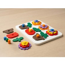 Milas Toptan 3D Baskı Saksıda Çiçek Puzzle Tahtası - Katmanlı Çiçek Inşa Etme ve Renk Eşleştirme Seti, Montessori Oyuncak