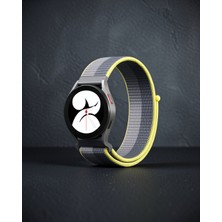 Astraltech Samsung Galaxy Watch 4 Hasırlı Cırtcırtlı Kordon - Gri-Beyaz