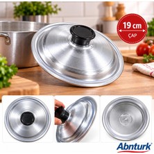 Abnturk 19CM Eloksallı Kararmaz Alüminyum Tencere kapağı- Yemek Salça Aşure Kavurma Sos Tenceresi Kapağı