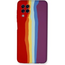 Efnaz Style Samsung Galaxy A22 Kılıf Ebruli Lansman Silikon - Kırmızı-Mor