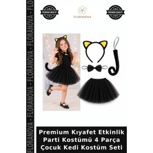 Floranova Premium Kıyafet Etkinlik Parti Kostümü 4 Parça Çocuk Kedi Kostüm Seti
