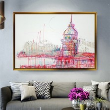  Giyense Tablo  Soyut Kız Kulesi ve Istanbul Manzaralı Çerçeveli Tablo Modern Çizim Sanatı Duvar Dekoru Salon ve Ofis Tablosu