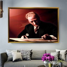  Giyense Tablo  Mustafa Kemal Atatürk Portresi Çerçeveli Tablo Türk Bayraklı Duvar Dekoru Salon ve Ofis Tablosu