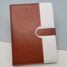 TCX Şık Çizgili Termo Deri Defter A5 Boyutunda Kahverengi