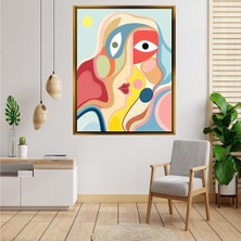 Giyense Tablo Renkli Kübist Soyut Kadın Yüzü Modern Çerçeveli Tablo
