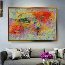  Giyense Tablo  Soyut Yağlı Boya Dokulu Çerçeveli Tablo Sıcak Tonlar Modern Sanat Duvar Dekoru Salon ve Oturma Odası Tablosu