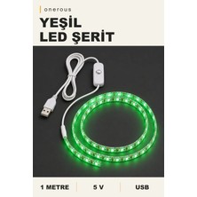 Onerous 1 M 5V Yeşil LED Şerit, Anahtarlı, USB