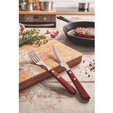 Pinkev Tramontina 6 Kişilik 12 Parça Polywood Saplı Steak Et Biftek Pizza Çatal Bıçak Seti