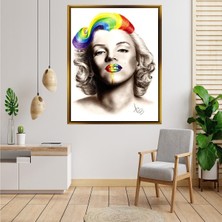 Giyense Tablo Marilyn Monroe Renkli Gökkuşağı Saç ve Dudak Tasarımlı Çerçeveli Tablo