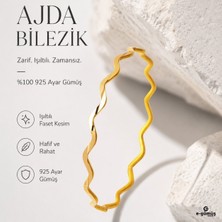 Egumus E-Gümüş 925 Ayar Yaldızlı Altın Kaplama Zikzak Ajda Bilezik