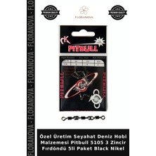 Floranova Özel Üretim Seyahat Deniz Hobi Malzemesi Pitbull 5105 3 Zincir Fırdöndü 5li Paket Black Nikel