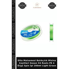 Floranova Olta Malzemesi Balıkçılık Misina Çeşitleri Gosen X4 Roots Pe 4 Örgü Spin Ipi 200MT Light Green