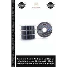 Floranova Premium Yemli Av Siyah Ip Olta Ipi Captain Clever 3D SMOOTH100MT Monofilament Misina Black Kamou