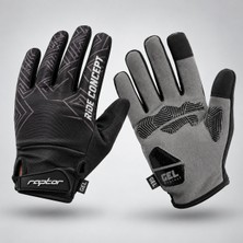 Heugers Raptor Matrix Touch Gel-Pad Dokunmatik Uzun Parmak Bisiklet Eldiveni (Graphite Gray)