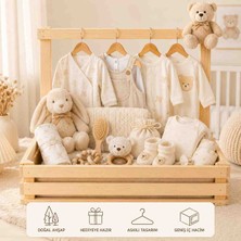 Tahta Dizayn 1.sınıf Ahşap Bebek Hediye Sepeti ve Kıyafet Askılığı 40X30X10 cm – Doğal Ahşap