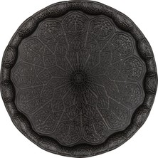 Neva Home Osmanlı Motifli Metal Servis Tepsisi – 34,5 cm (13.6 Inç) – Kahve ve Çay Sunum Tepsisi – 5 Renk Seçeneği (Siyah)