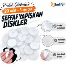 TCX Dayanıklı Şeffaf Yapışkan Diskler 3 cm Çapında 20 Adet Set