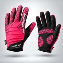 Heugers Raptor Matrix Touch Gel-Pad Dokunmatik Uzun Parmak Bisiklet Eldiveni (Neon Pink)