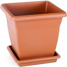 Trendexa VK03 Villa Kare Saksı No:3 Tabaklı 32 Cm, 17 L Kiremit