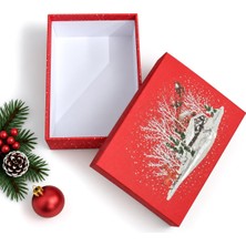 Str Store Yılbaşı Hediye Kutusu – 32X23X9 cm Noel Temalı Kapaklı Hediye Kutusu | Dayanıklı Karton, Varak Detaylı Yeni Yıl Hediye Paketi Kutusu Model 1