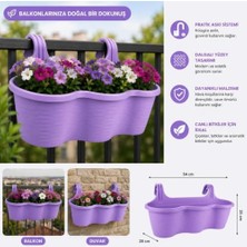 Trendexa Pratik Dayanıklı Şık 10 L Lila Sahra Askılı Saksı 54X28X25 cm Balkon Korkuluk Duvar Dekoratif Askılı Sepet