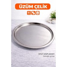 Pratik Ev Çelik Tepsi No:11 Çelik Sini Yemek Tepsisi Paslanmaz Tepsi Yuvarlak