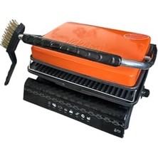 Pratik Ev Ultra Plus Organik Demirdöküm Izgara& Tost Makinası Turuncu Izgara Aparatlı, Fırçalı, Yağdanlık