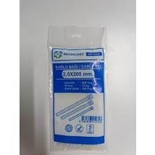 Pratik Ev Medalyan Şeffaf Kablo Bağı Kelepçesi Klipsi - 2.5 x 200 mm - 100 Adetlik Paket
