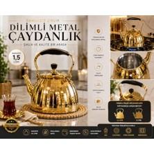 Pratik Ev Çaydanlık, Dilimli Metal, Paslanmaz Çelik, Altın Rengi, 1,5 L
