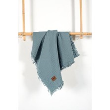 aklow akyoleticaret Bebek Müslin Örtüsü 2 Kat 100X120 cm İNDIGO%100 Pamuk