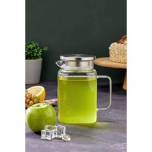 Pratik Ev 1100 ml Borosilikat Cam Sürahi, Paslanmaz Çelik Kapaklı, Metalik CKR3404