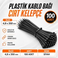 Pratik Ev (100 Adet) Kablo Bağı Plastik Cırt Kelepçe 4,8X350 mm Siyah Güçlü Kilitleme Kablo Sabitleme Bağı