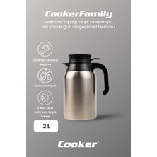 Pratik Ev Cooker 2 L Çift Kat Paslanmaz Çelik Termos Çay ve Kahve Termosu (Kamp Piknik Otel Kafe Okul Outdoor) Inox CKR2088