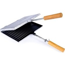 Pratik Ev Tost Makinesi, Albergio Metal Ocak Üstü Teflon El Ocak Üstü Tost Makinası UGR03 Metalik