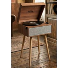 aklow akyoleticaret MTX-1290 Nostaljik Ayaklı Pikap Plak Çalar, Şarjlı, 3 Devirli, Bluetoothlu, Ahşap