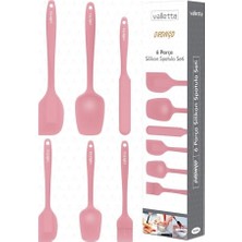 aklow akyoleticaret Drongo Isıya Dayanıklı Yanmaz Yapışmaz Silikon Spatula Seti 6 Parça Pembe