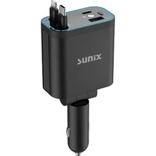 Pratik Ev 4 In 1 LED Işıklı Araç Şarj Istasyonu 45W Kendinden Kablolu