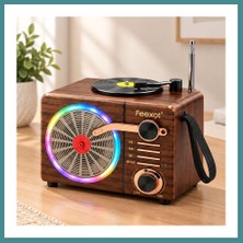 Bezos Trendexa Işıklı Retro Bluetooth Fm Radyo Hoparlör - USB & Type-C Şarjlı Mac