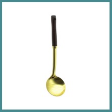 Trendexa Metal Servis Kepçe Ahşap Saplı 35CM Altın Mac