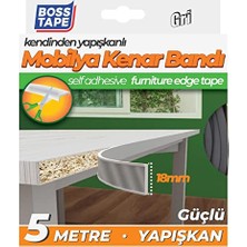 Kazan Hobi Mobilya Masa Kenar Bandi, 18 mm x 5 mt Boyut, Gri
